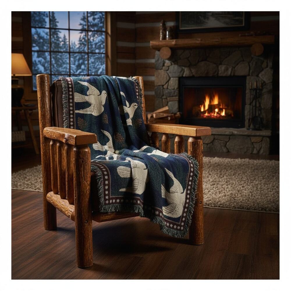 Blanket Couch 3x5ft Throw Decorative Peace Dove Woven Blanket pinecones 90's